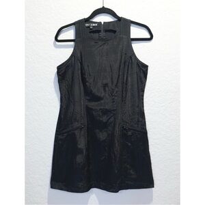 Vintage Betsy Johnson Black Sleeveless Mini Dress Size L Punk USA 90s Y2K Rare